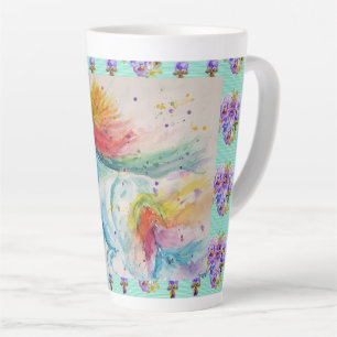 Latte Tasse Licorne Arc-en-Ciel Cheval Aquarelle Aquua L