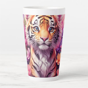 Latte Tasse Tigre Floral - Tasse à café Tigre Rose - Esp