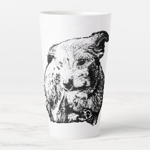 Latte Tasse Toller Mix Chien Allongé Noir Et Blanc