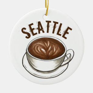 Latte WA Washington Coffee Cup Keramisch Ornament