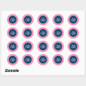 Lattice Cirkels Patroon Monogram Ronde Sticker (Vel)