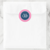 Lattice Cirkels Patroon Monogram Ronde Sticker (Tas)