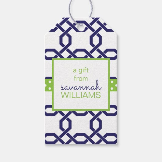 Lattice & Grosgrain Gepersonaliseerde Gift Labels Cadeaulabel (Voorkant)