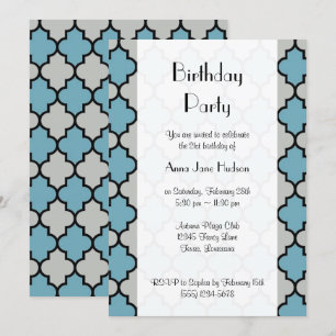 Latticework, Quatrefoil, Trellis, Birthday Party Kaart