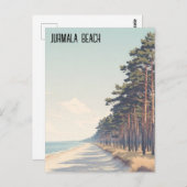 Latvia Jūrmala Beach Travel Briefkaart (Voorkant / Achterkant)