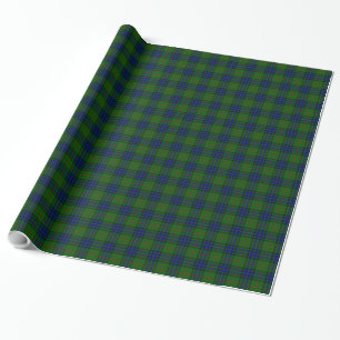 Lauder tartan blauw groene vleid cadeaupapier