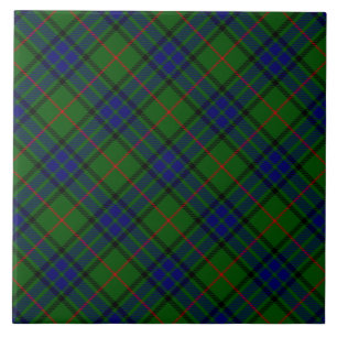 Lauder tartan blauw groene vleid tegeltje