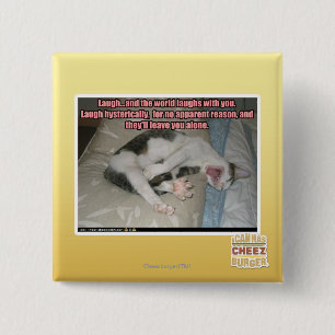 Laugh en de wereld lachen met je uit vierkante button 5,1 cm