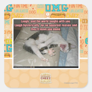 Laugh en de wereld lachen met je uit vierkante sticker