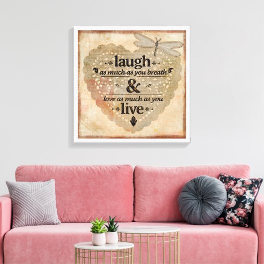 Laugh en Live Canvas Afdruk (Insitu (Woonkamer))