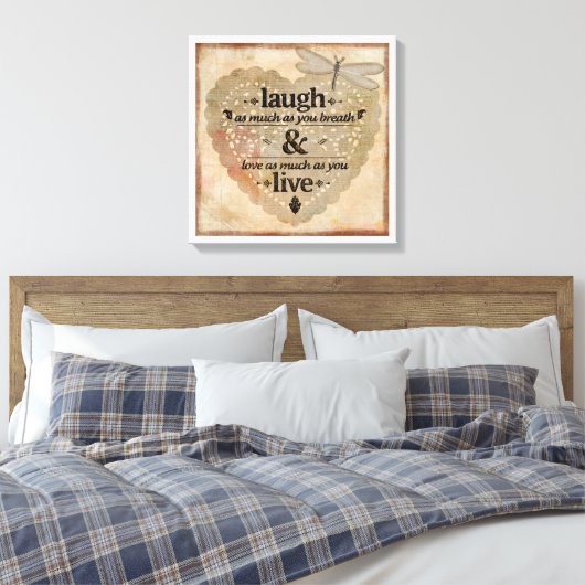 Laugh en Live Canvas Afdruk (Insitu (Slaapkamer))