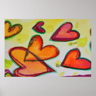 Laugh Hearts Painting Art Poster Imprimer