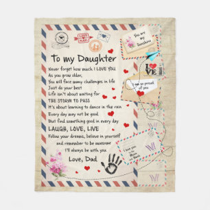 Laugh, Love, Live for Daughter - Liefde papa Fleece Deken