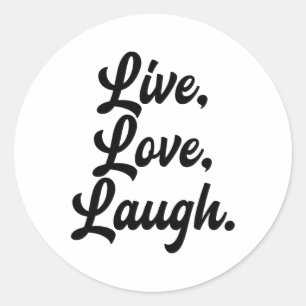 Laugh Love Live Retro Meditation Mindful Positivit Ronde Sticker