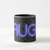 LAUGH-tekst in neonlichten op baksteen Mok (Midden)