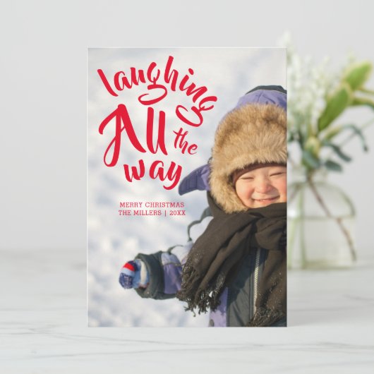 Laughing All Way Photo Carte de Noël (Debout devant)