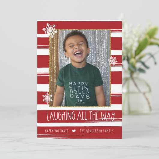 Laughing All Way Photo Carte de Noël (Debout devant)