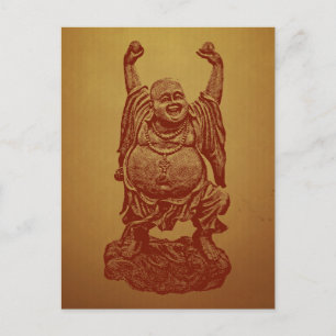 Laughing Buddha (donkerrood) Briefkaart