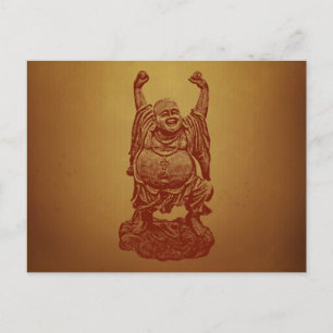 Laughing Buddha (donkerrood) Briefkaart