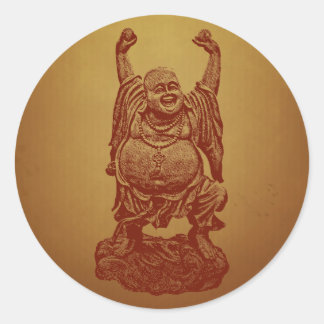 Laughing Buddha (donkerrood) Ronde Sticker