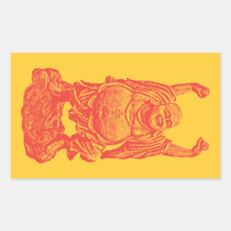 Laughing Buddha (rood) Rechthoekige Sticker