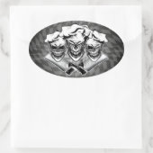Laughing Chef Skulls Ovale Sticker (Tas)