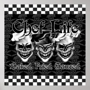 Laughing Chef Skulls Poster