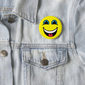 Laughing Emoji Face Yellow Ronde Button 5,7 Cm (In situ)