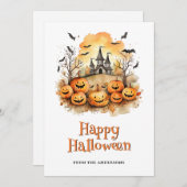 Laughing Funny Pumpkins Bats Haunted Mansion Ghost Feestdagenkaart (Voorkant / Achterkant)