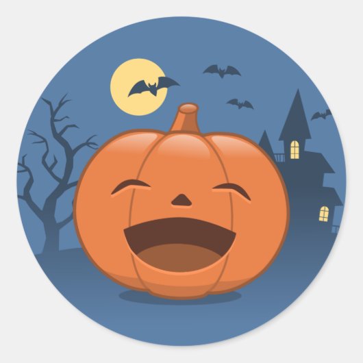 Laughing Halloween Pumpkin Ronde Sticker (Voorkant)