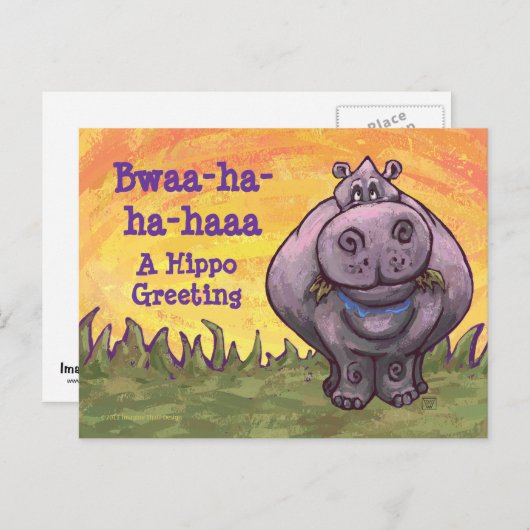 Laughing Hippo Art Briefkaart (Voorkant / Achterkant)