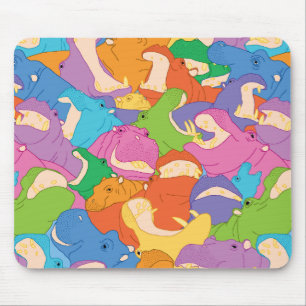 Laughing Hippos - bright colours Muismat
