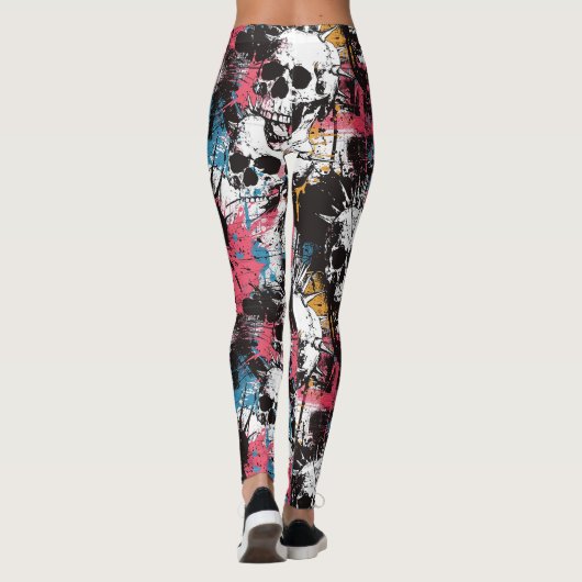 Laughing Punk Rock Skull Leggings - Cool et amusan (Dos)