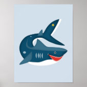 Laughing Shark – Scandinavian Nautical Nursery Poster (Voorkant)