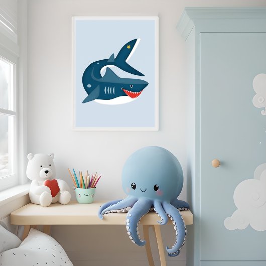 Laughing Shark – Scandinavian Nautical Nursery Poster