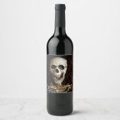 Laughing Skeleton Halloween Custom Wijn Etiket (Voorkant)