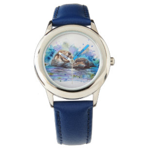 Lauging otter waterverf kunst kinder horloge