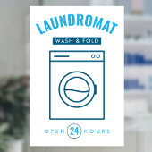 Laundromat 24/7 Wash and Fold Service Blue & White Raamsticker