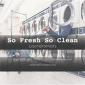 Laundromat company vehicle dat reclame maakt voor sticker (Voorkant)