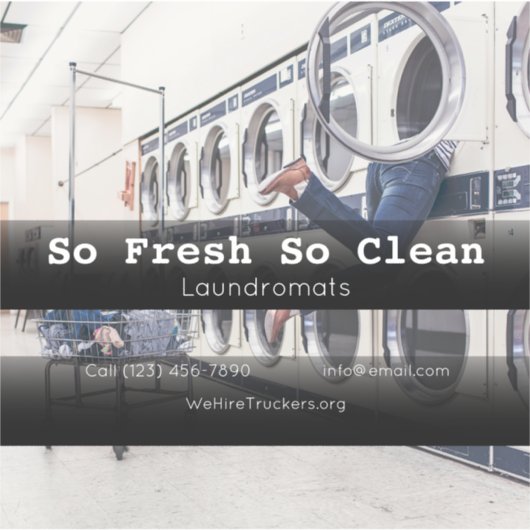 Laundromat company vehicle dat reclame maakt voor sticker (Voorkant)