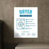 Laundromat Tumble Dryer Instructions Sign Poster
