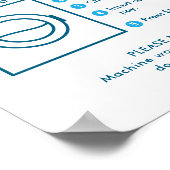 Laundromat Washer Instructions Wall Sign Poster (Coin)