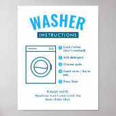 Laundromat Washer Instructions Wall Sign Poster (Devant)