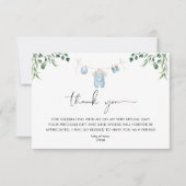 Laundry Blue Greenery Baby shower Bedankkaart (Voorkant)