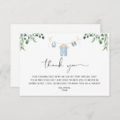 Laundry Blue Greenery Baby shower Bedankkaart (Voorkant / Achterkant)