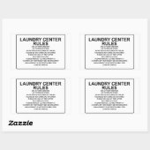 'Laundry Center Rules' Laundromat Overlay Zwart Rechthoekige Sticker (Vel)