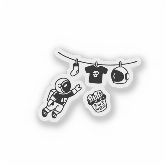 “Laundry Day in Space Minimal Cosmic Humor Design" Sticker (Voorkant)