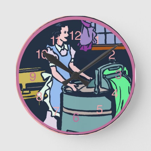 Laundry Room Clock Ronde Klok (Voorkant)