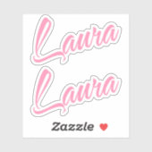 Laura Decoratieve Naam in Roze x2 Sticker (Vel)