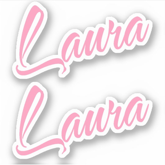Laura Decoratieve Naam in Roze x2 Sticker (Voorkant)